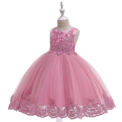Girls Princess Crochet Lace Wedding Dress